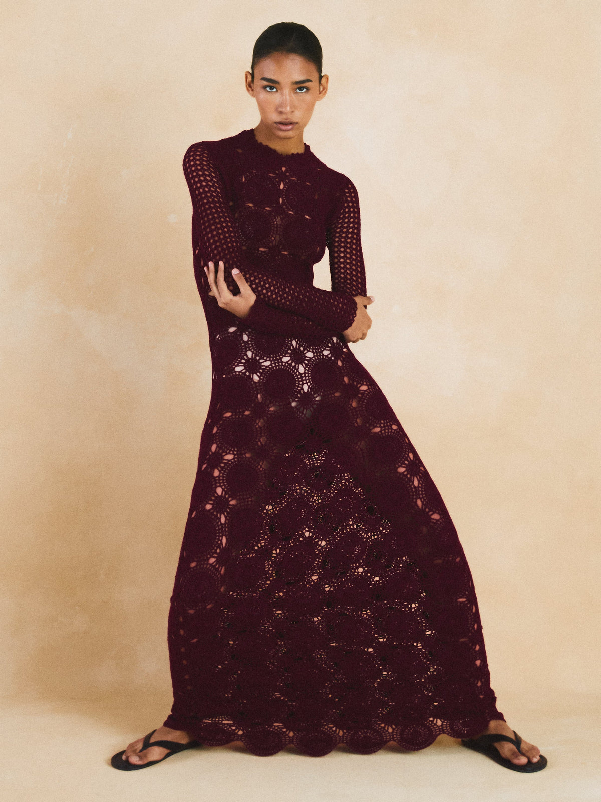 Siula Long Sleeve Maxi Dress | Red Wine