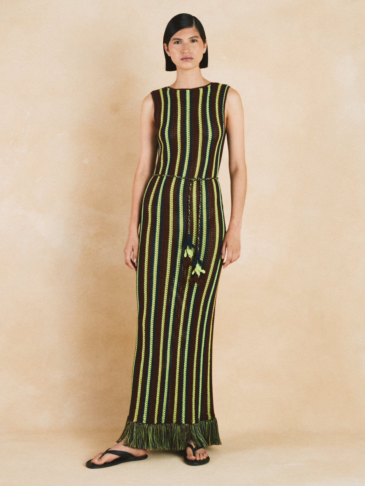 Misti Sleeveless Midi Dress | Matcha/ Brown