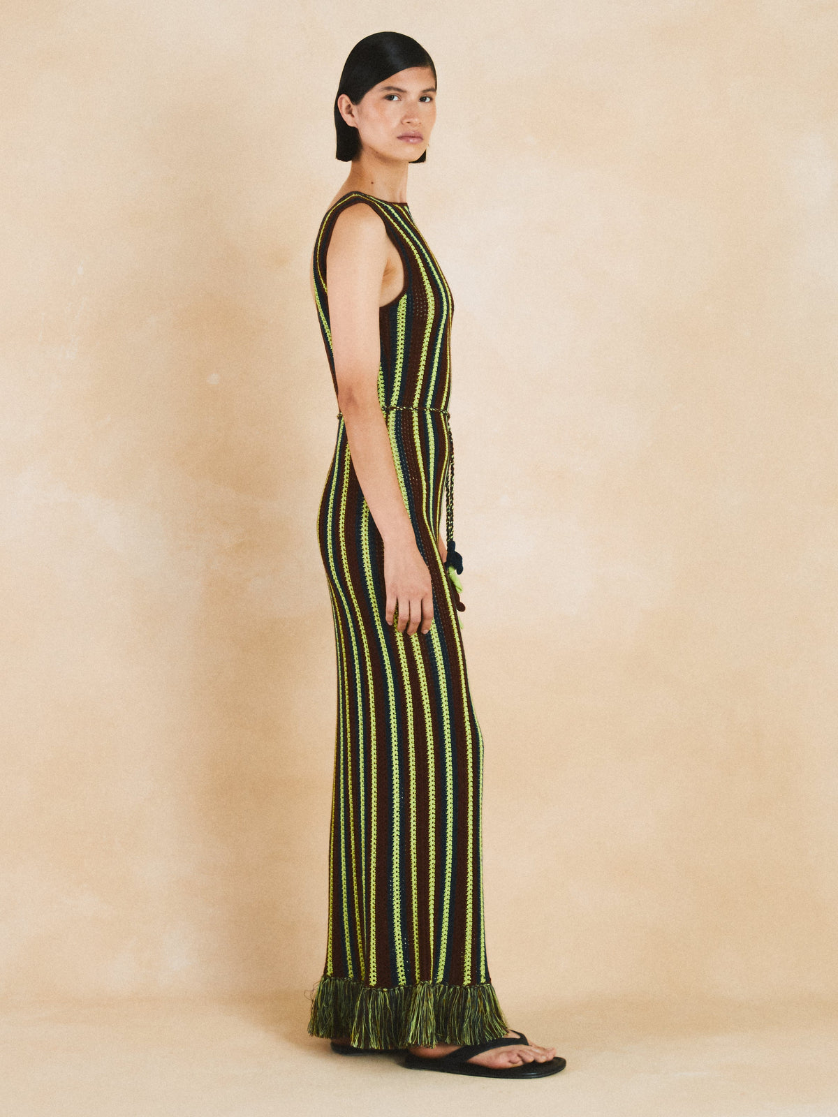 Misti Sleeveless Midi Dress | Matcha/ Brown