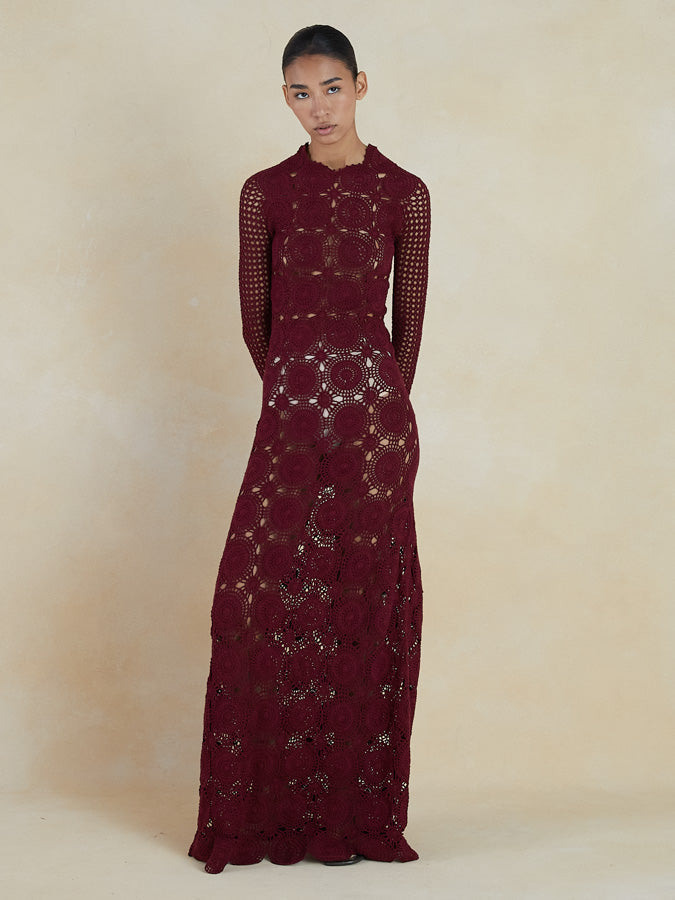 Siula Long Sleeve Maxi Dress | Red Wine