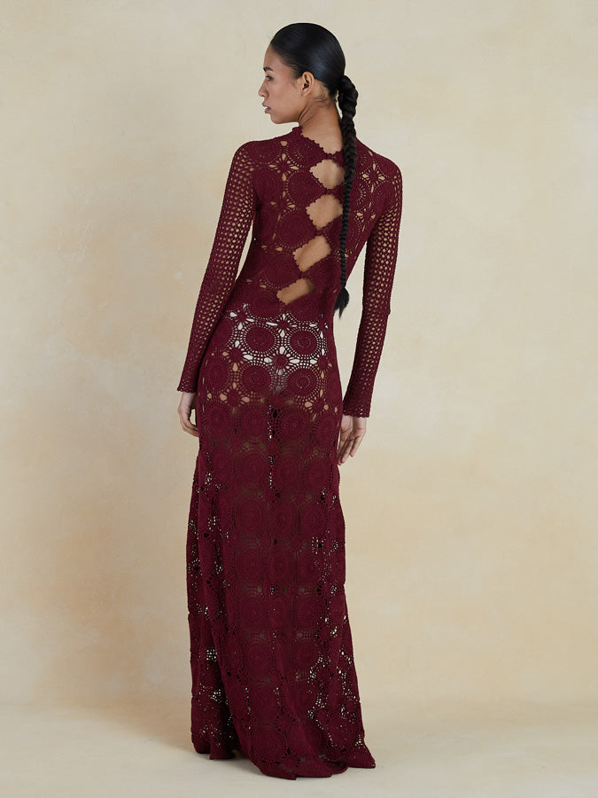 Siula Long Sleeve Maxi Dress | Red Wine