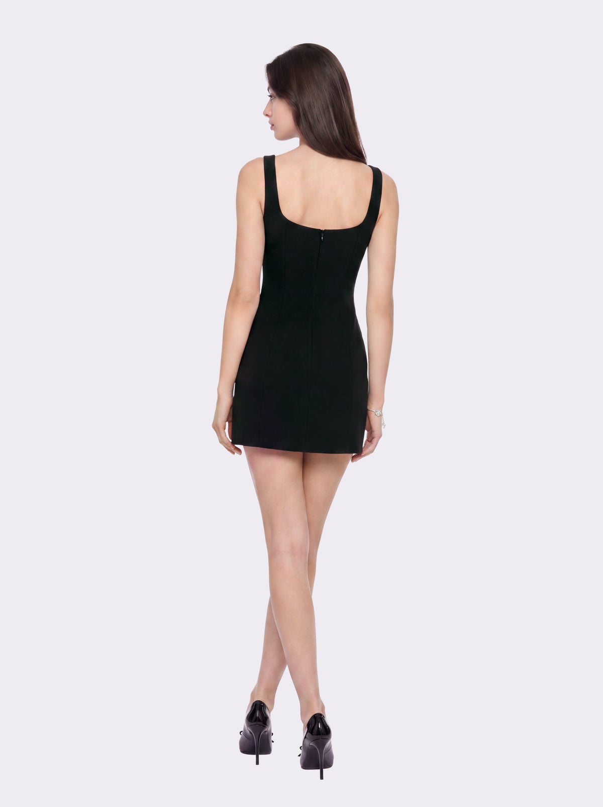 Sera Crystal-Button Black Dress
