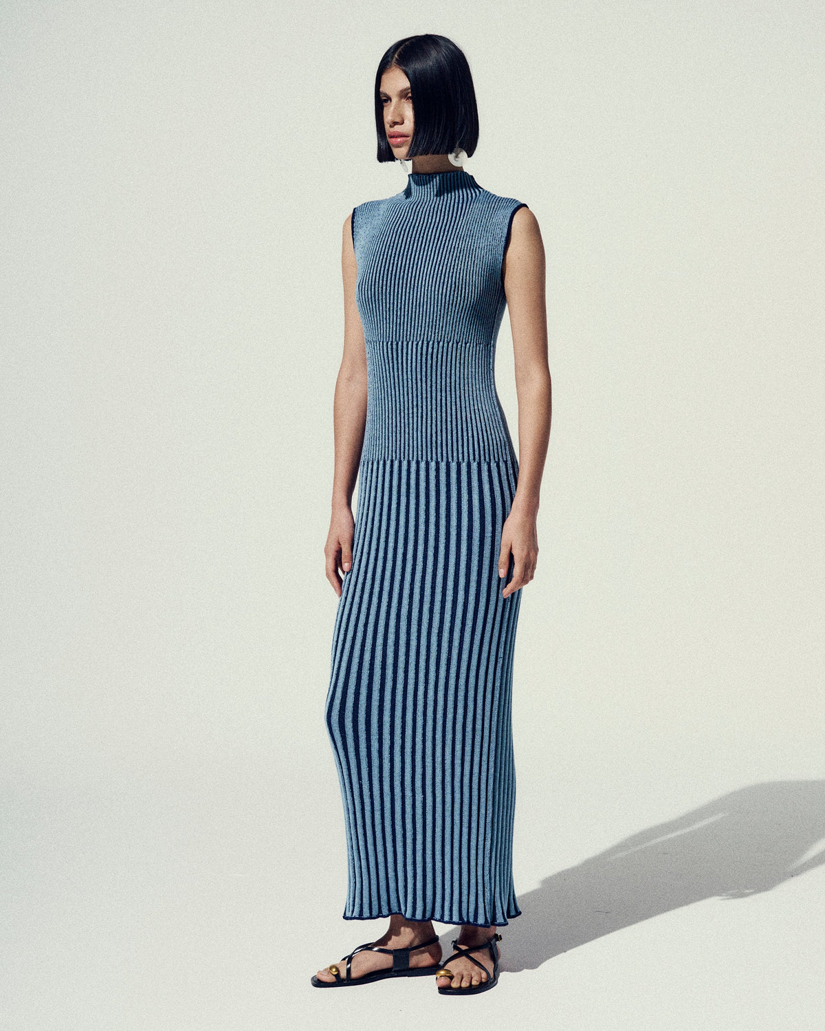 Golfo Maxi Dress | Navy- Light Blue