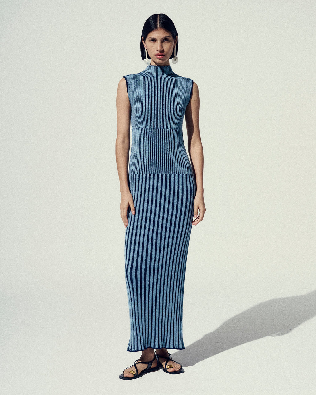 Golfo Maxi Dress | Navy- Light Blue