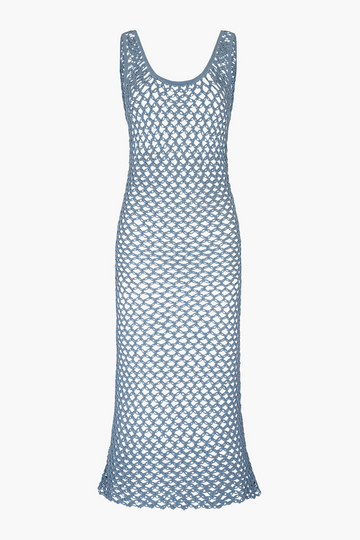 Illapa Crochet Midi Dress | Light Blue