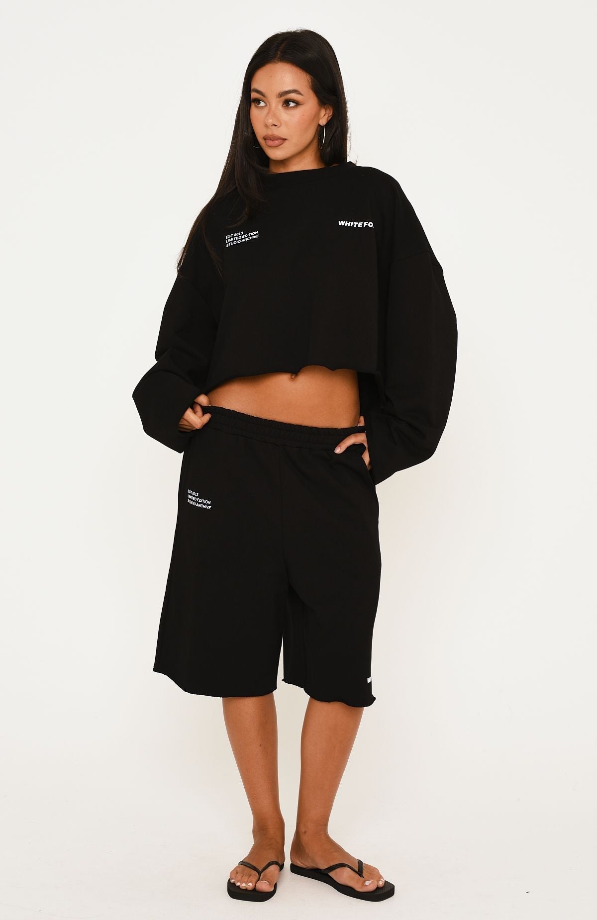 It Must Be A Sign Longline Lounge Shorts Black