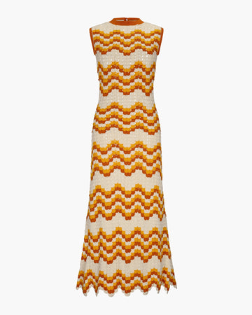 Huayna Crochet Maxi Dress | Yellow - Orange