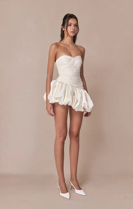 Alia | Women's Strapless Balloon Draped Mini Cocktail Dress