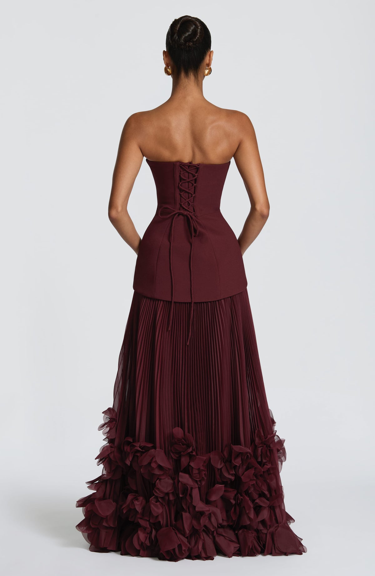 Brighton | Women's Strapless Drop Waist Pleated Maxi Autumn Wedding Guest Dress