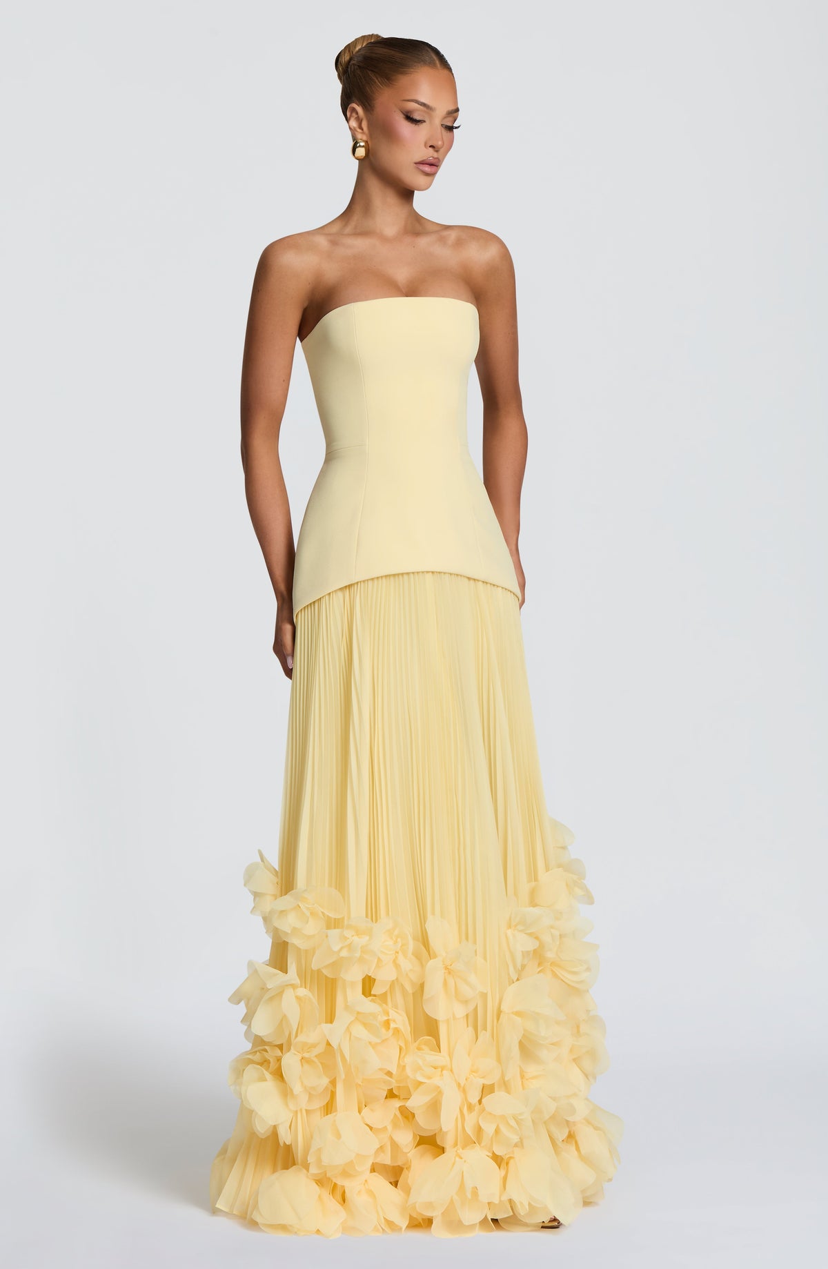 Brighton | Women's Strapless Drop Waist Pleated Maxi Autumn Wedding Guest Dress