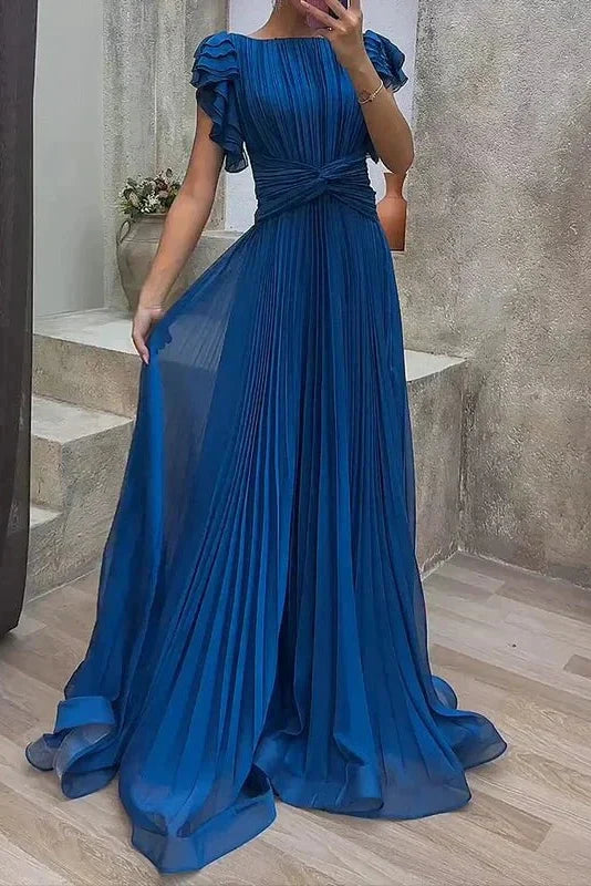 Calista | Women's Pleated Maxi Autumn Wedding Guest Dress