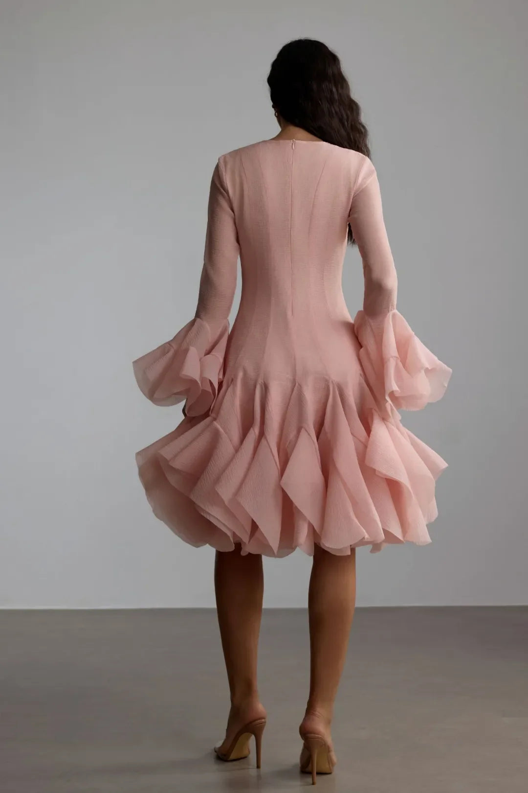 Campbell | Women's Layered Ruffle Sleeve Button Front Mini Dress