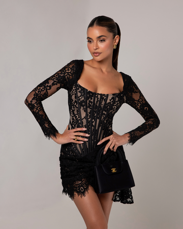 Cosette | Women's Square Neck Floral Lace Mini Cocktail Party Dress