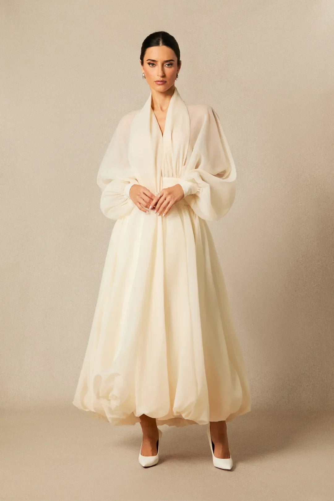 Ellery | Women's Wide Sleeve High Waist A-Line Midi Dress