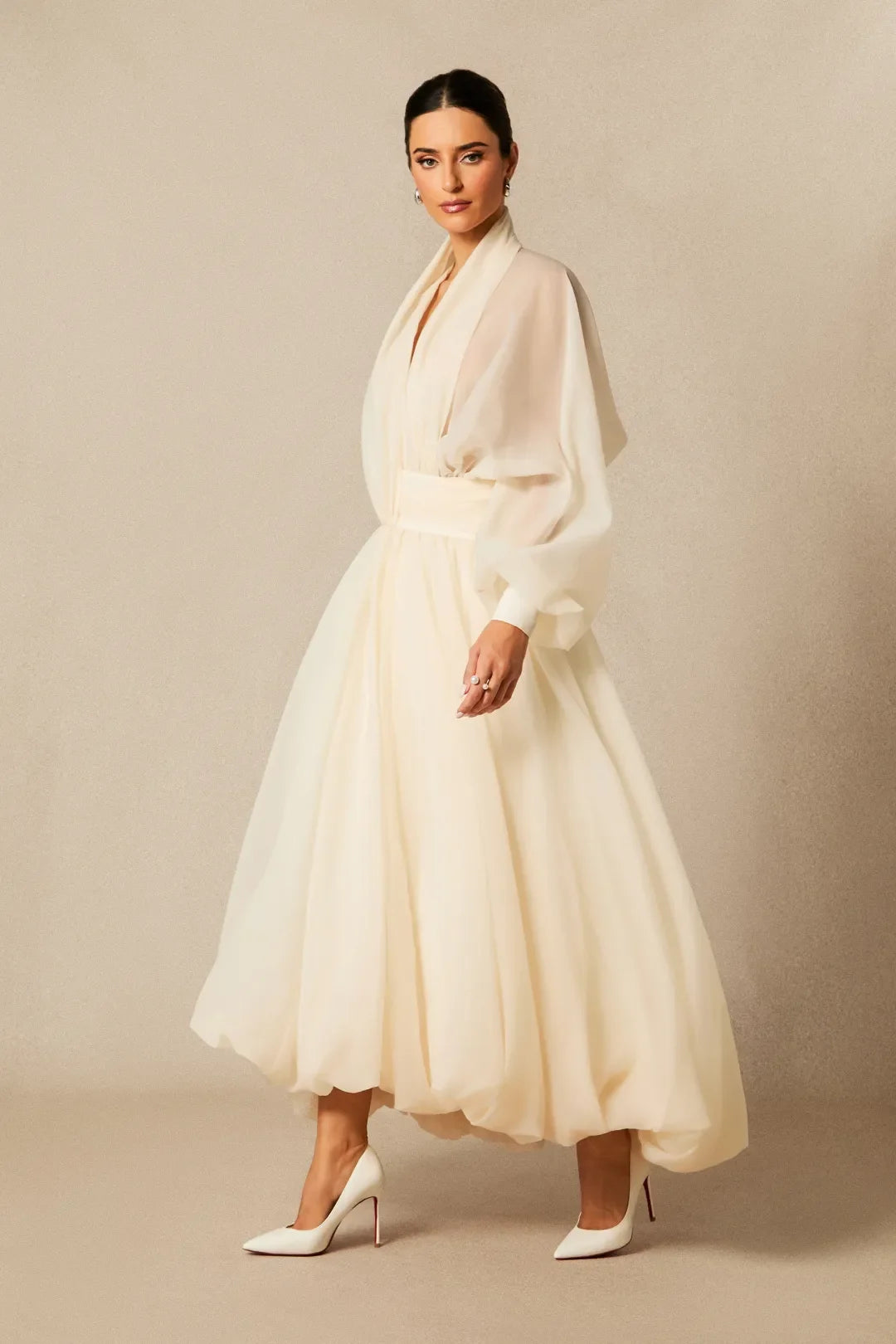 Ellery | Women's Wide Sleeve High Waist A-Line Midi Dress