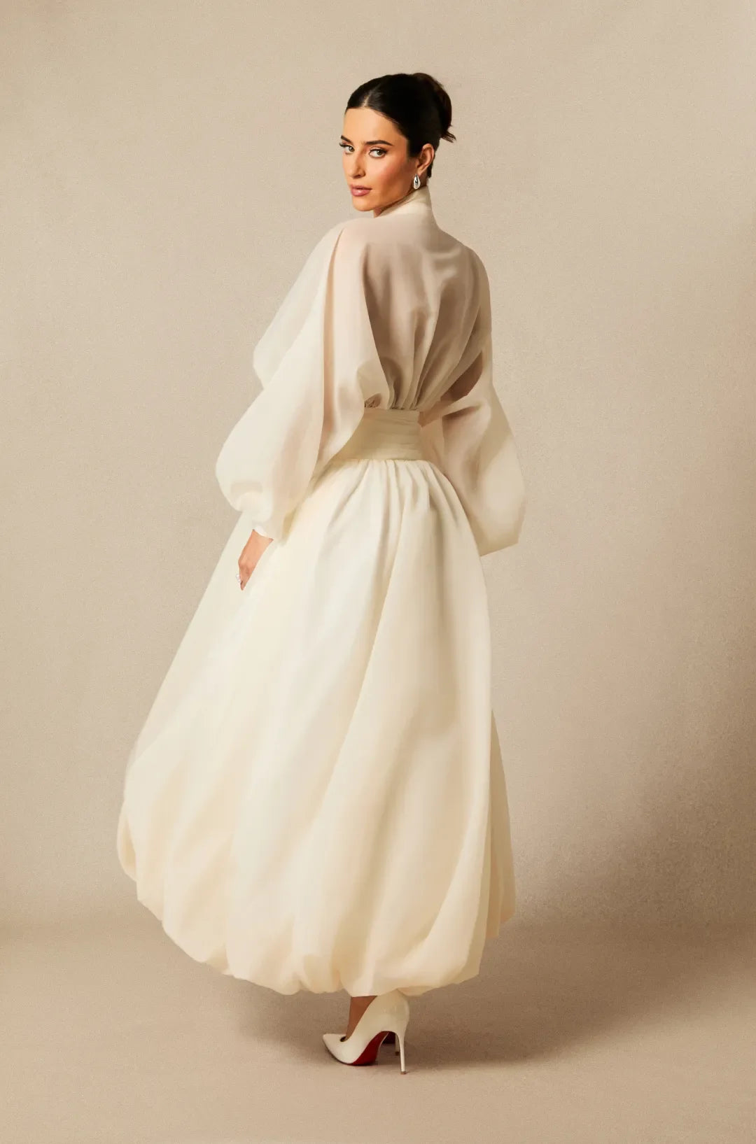 Ellery | Women's Wide Sleeve High Waist A-Line Midi Dress