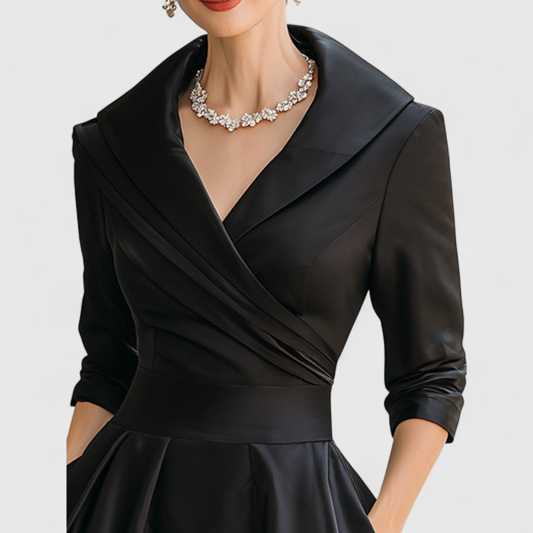 Elowen | Women's Collared Wrap Front A-Line Midi Dress
