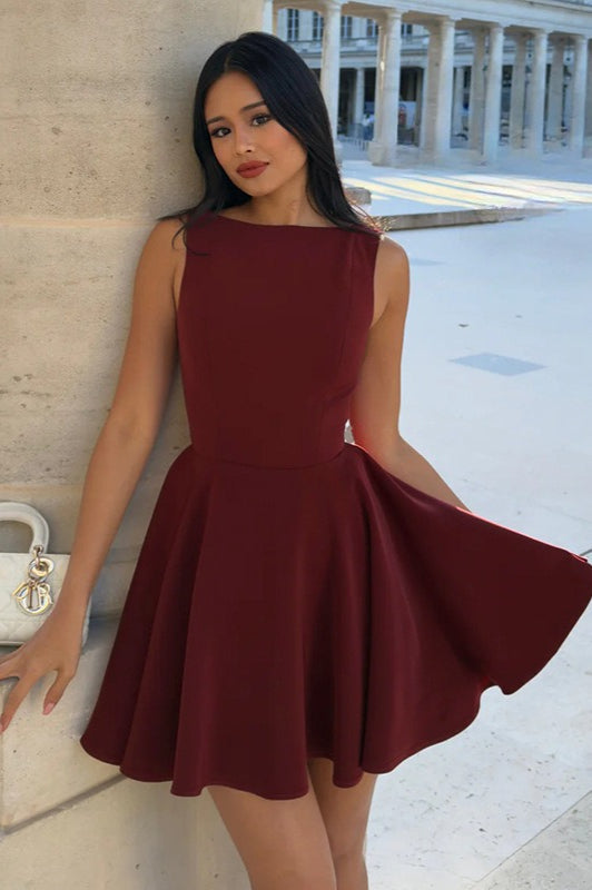 Hadassah | Women's Crew Neck Pleated Sleeveless Mini Party Dress