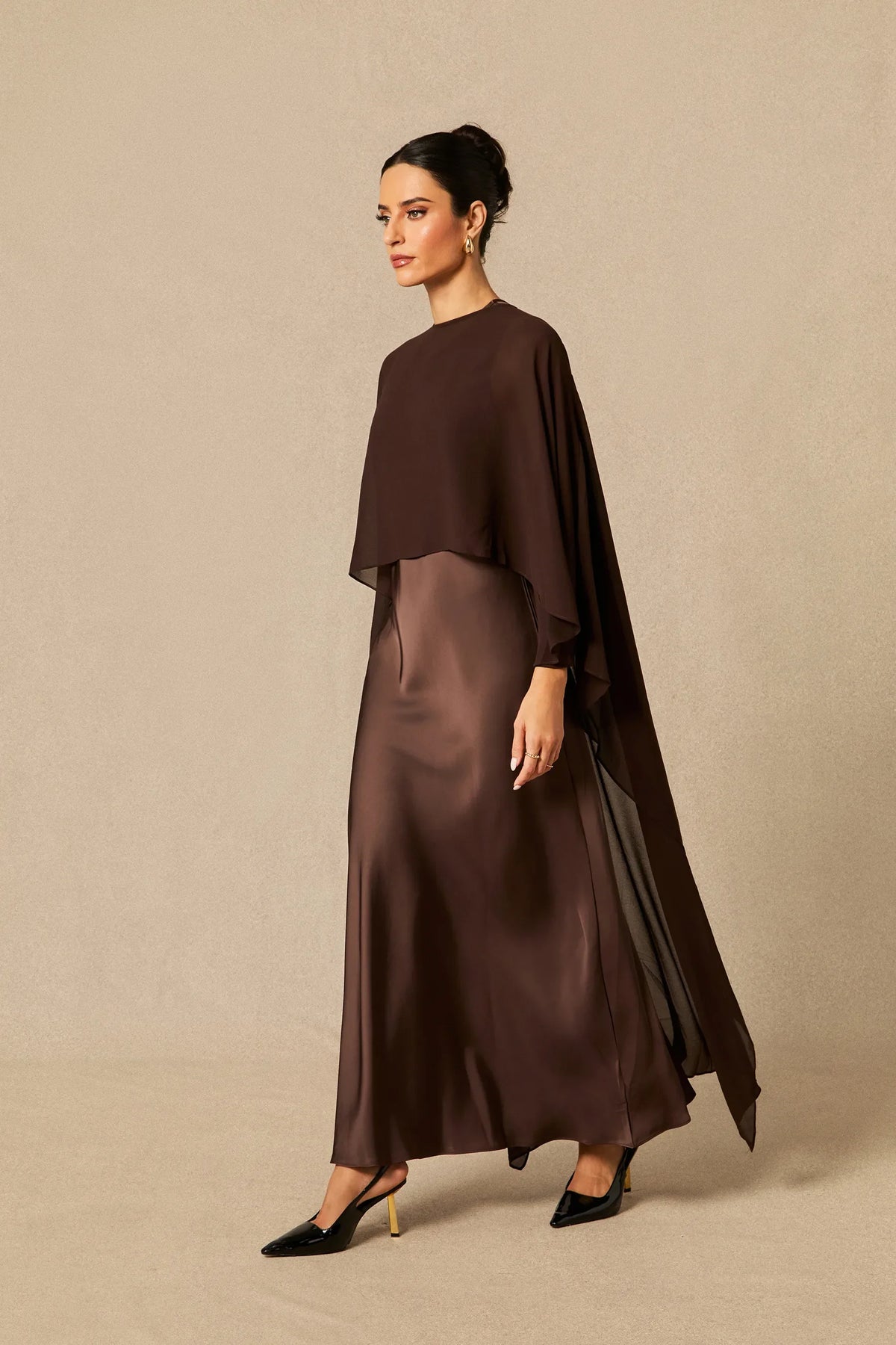 Lainey | Women's Batwing Cape Sleeve Formal Maxi Dress