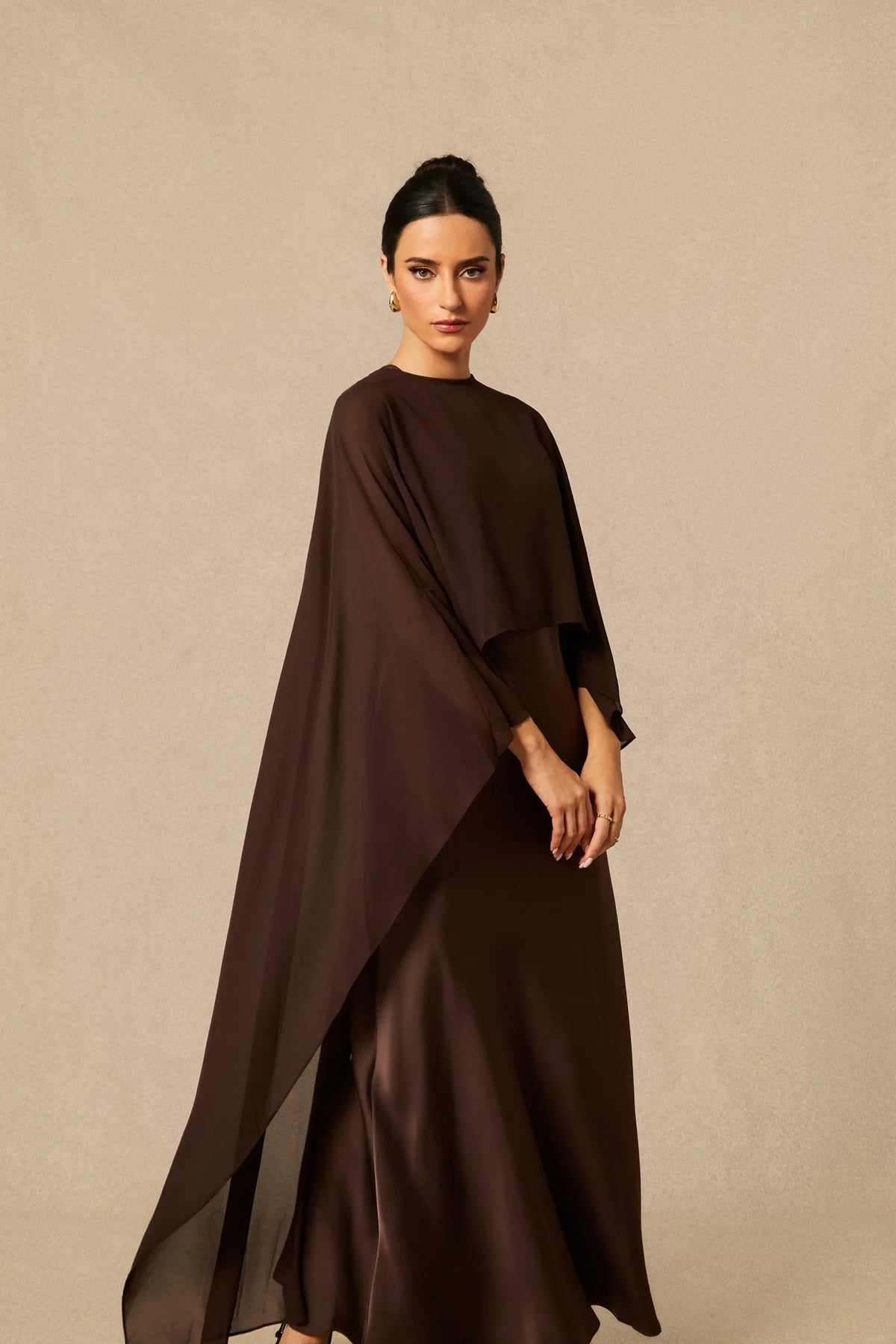 Lainey | Women's Batwing Cape Sleeve Formal Maxi Dress