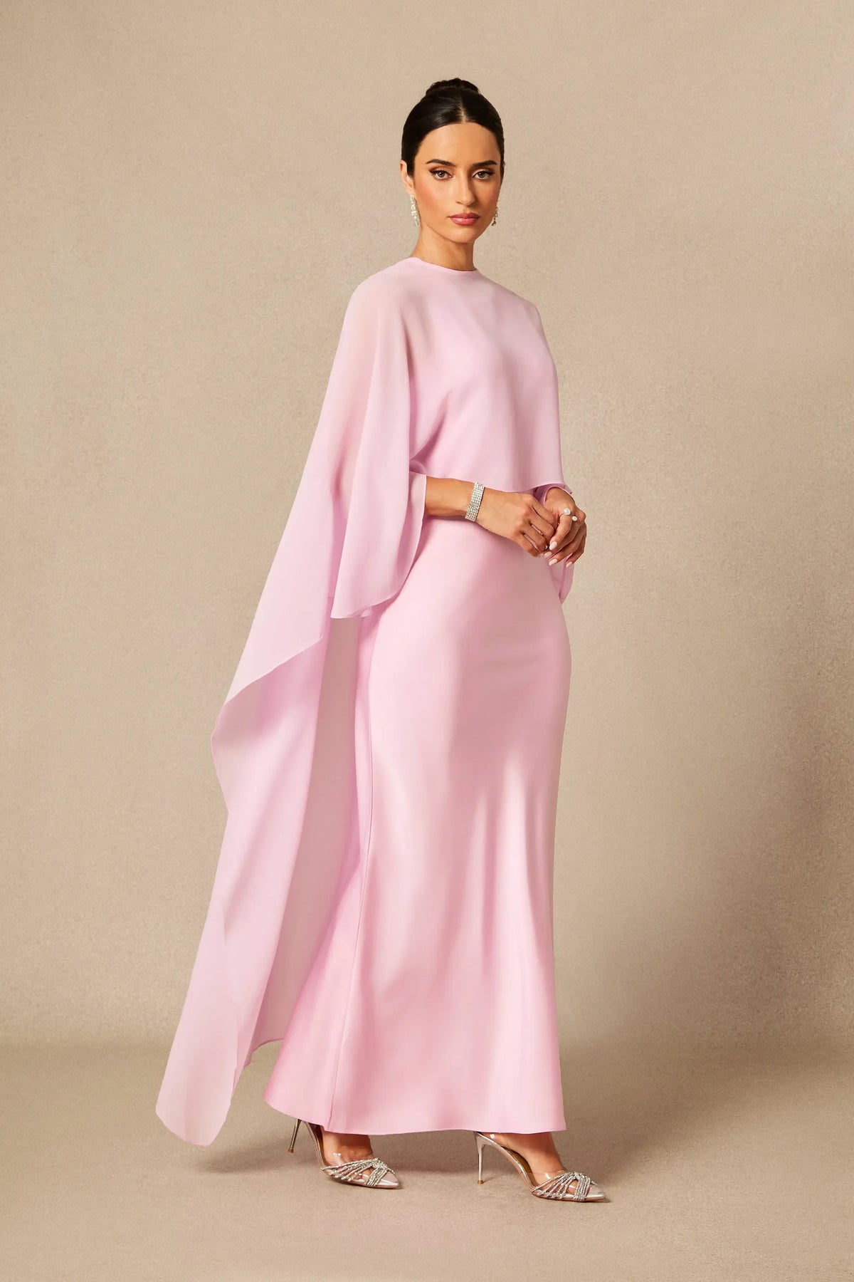 Lainey | Women's Batwing Cape Sleeve Formal Maxi Dress