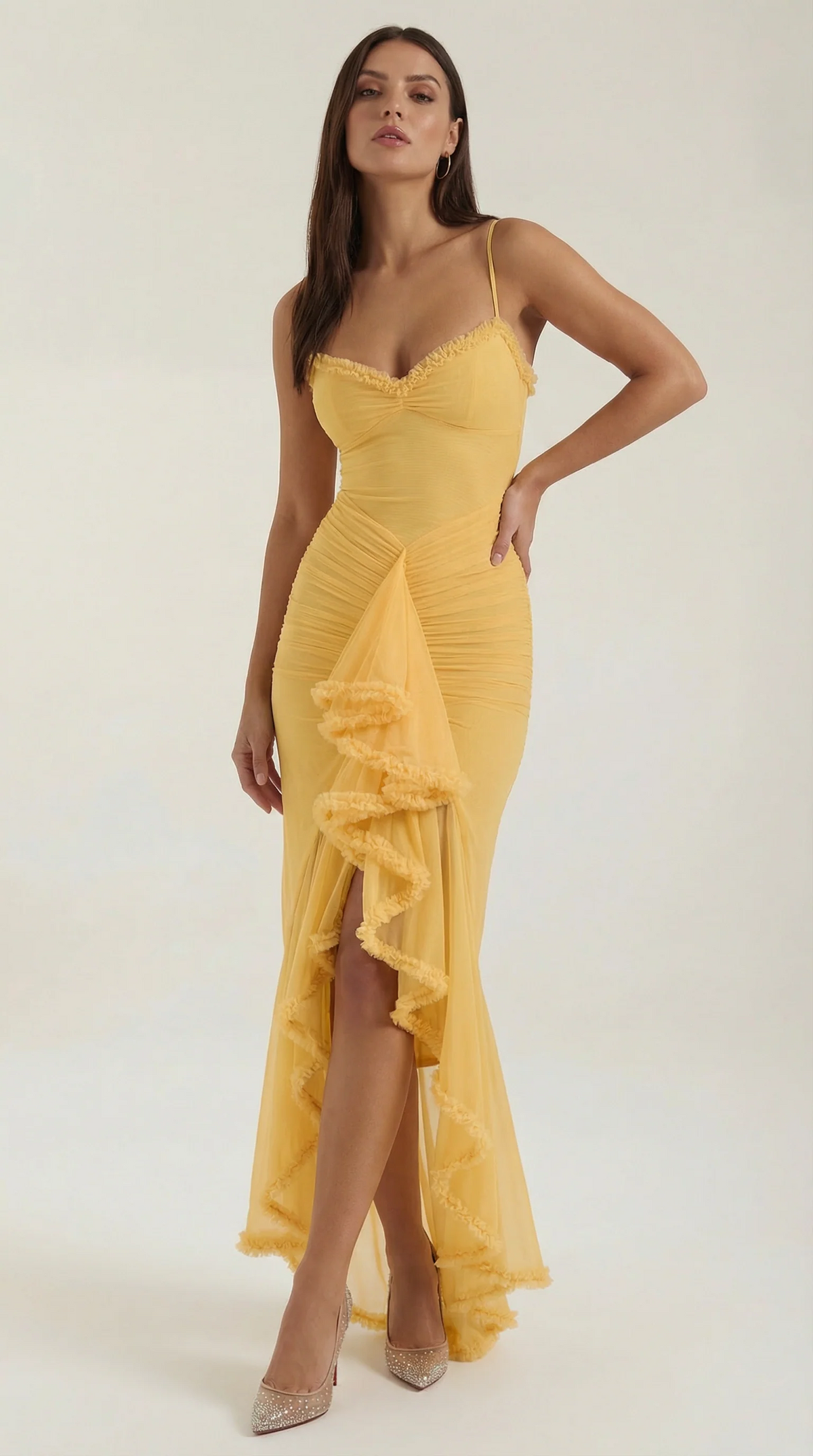 Phoebe | Women's Sleeveless Ruffle Maxi Autumn Wedding Guest Dress
