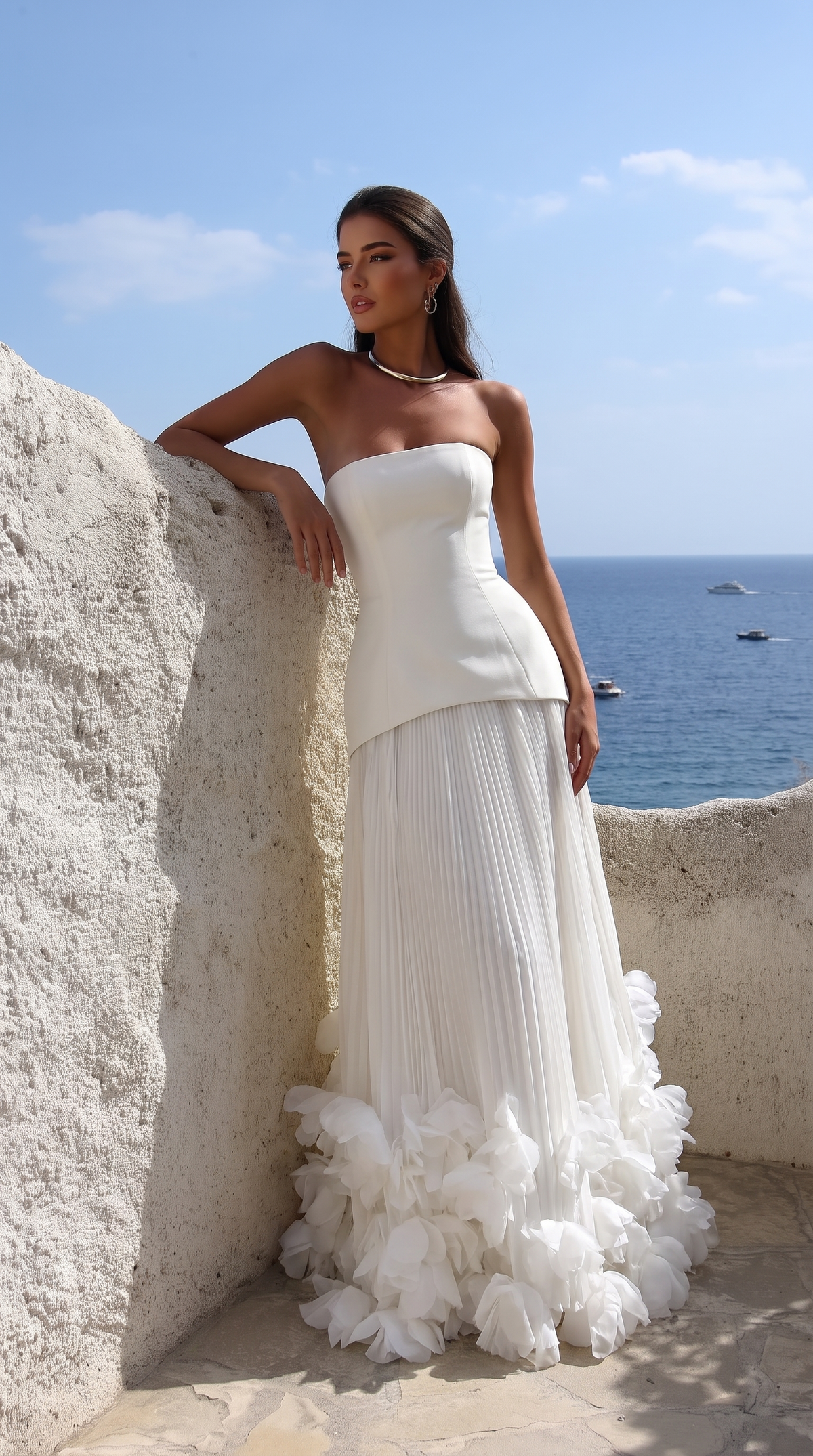 Prairie | Women's Corset Strapless Pleated Maxi Autumn Wedding Guest Dress