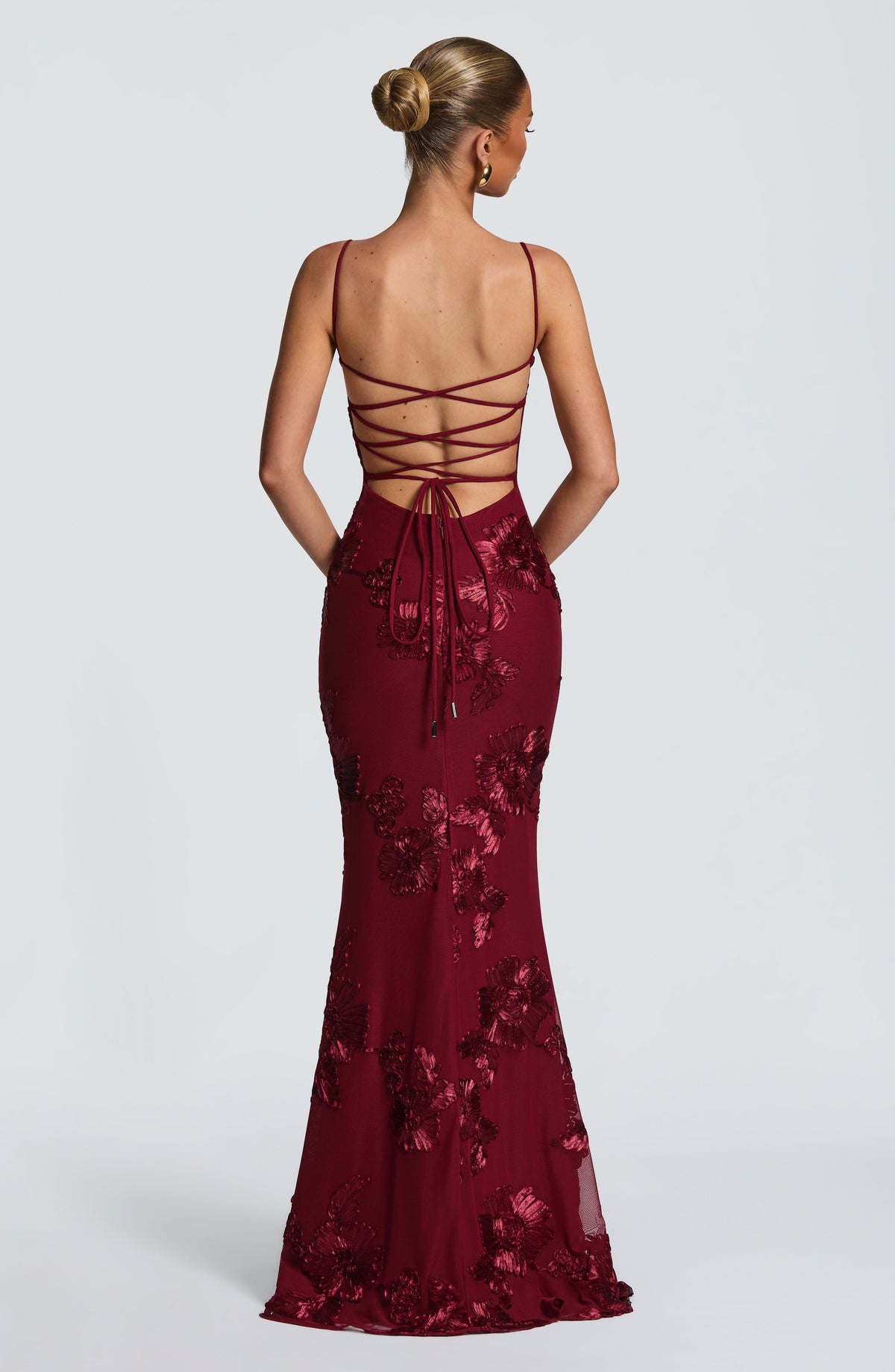 Quincy | Women's Sweetheart Neck Floral Embroidered Maxi Autumn Occasion Dress