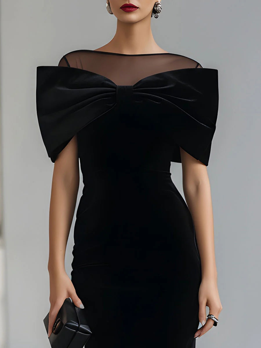 Rory | Women's Short Sleeve Statement Bow Midi Dress