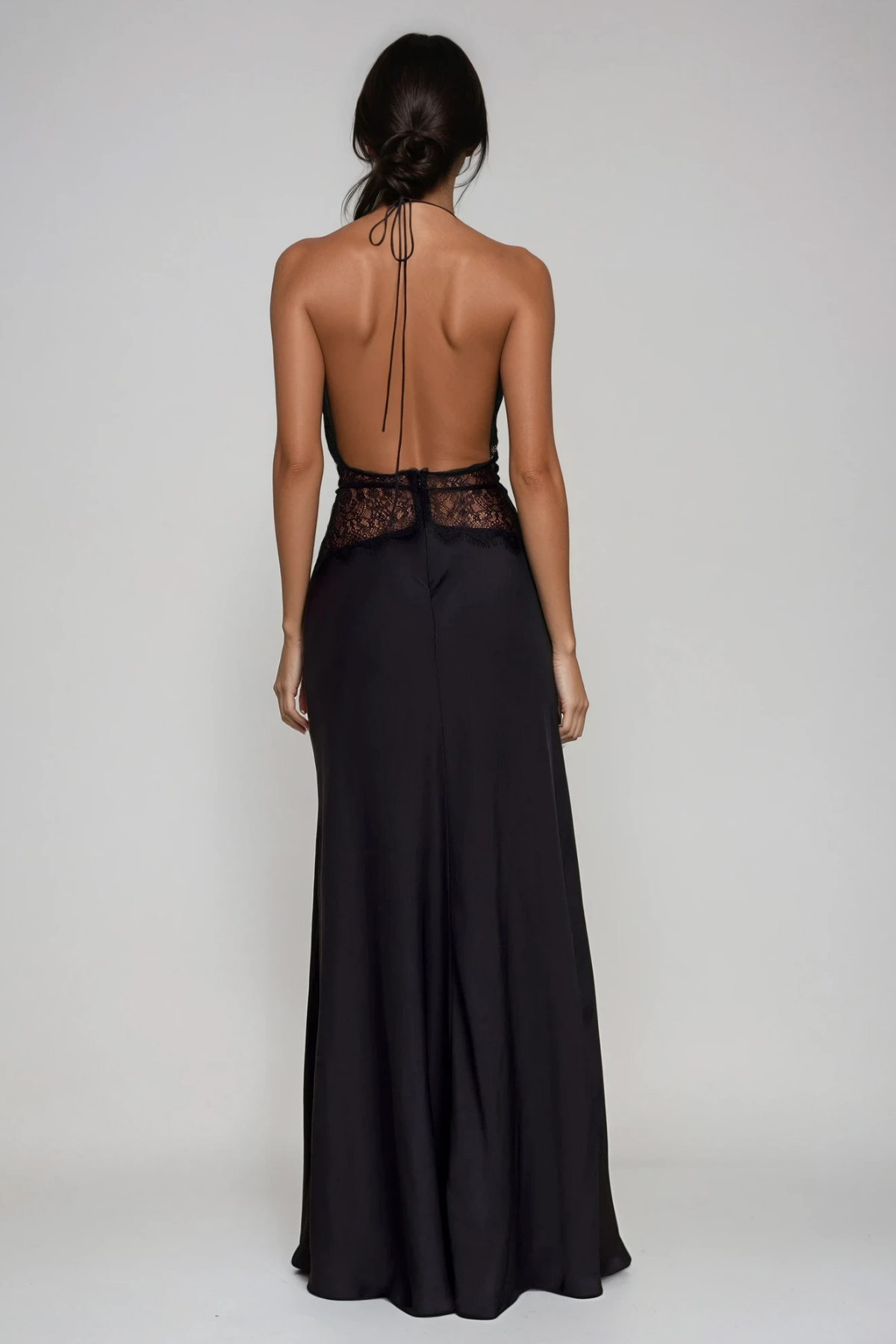 Selene | Women's Lace Plunge Backless Maxi Dress