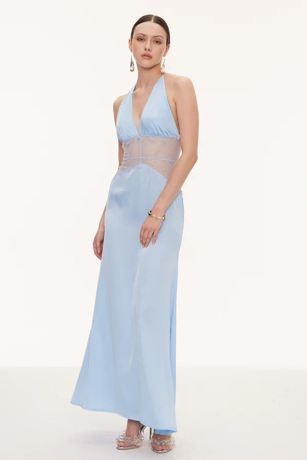Selene | Women's Lace Plunge Backless Maxi Dress