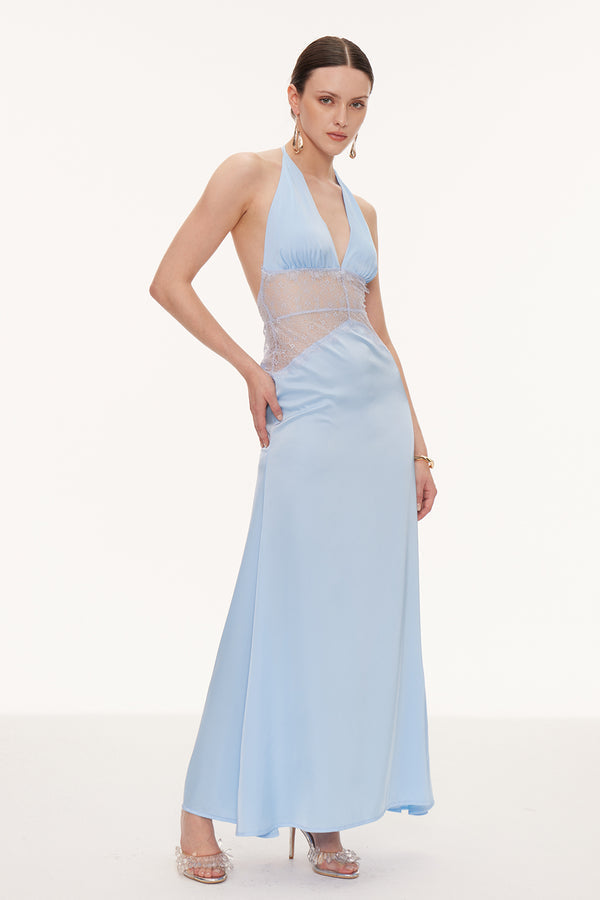 Selene | Women's Lace Plunge Backless Maxi Dress