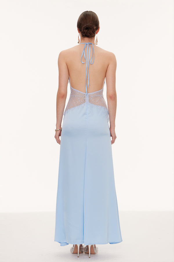 Selene | Women's Lace Plunge Backless Maxi Dress