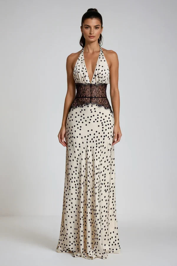 Selene | Women's Lace Plunge Backless Maxi Dress