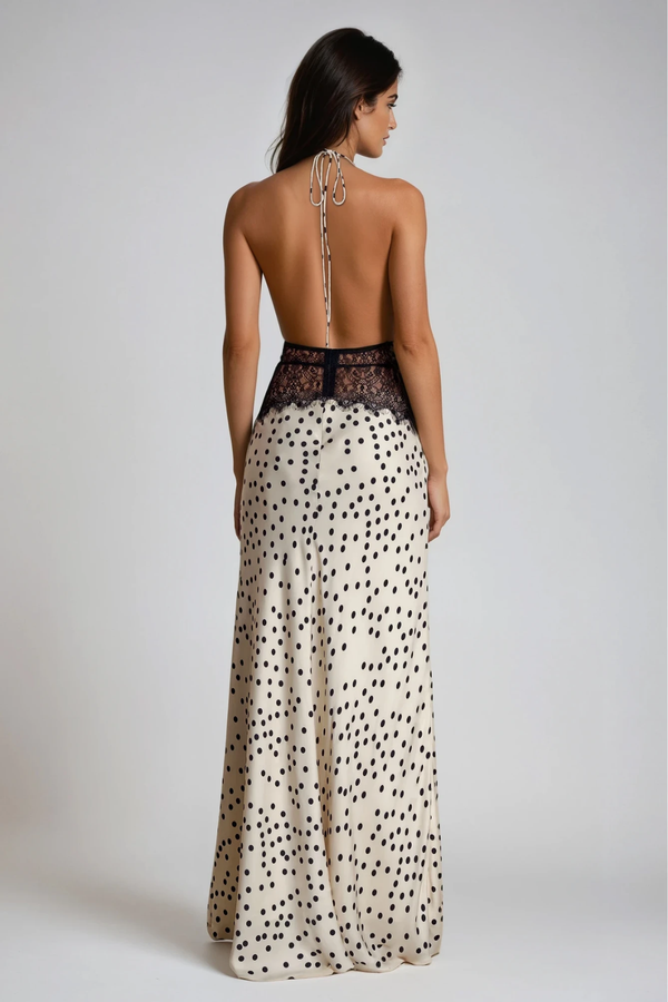 Selene | Women's Lace Plunge Backless Maxi Dress