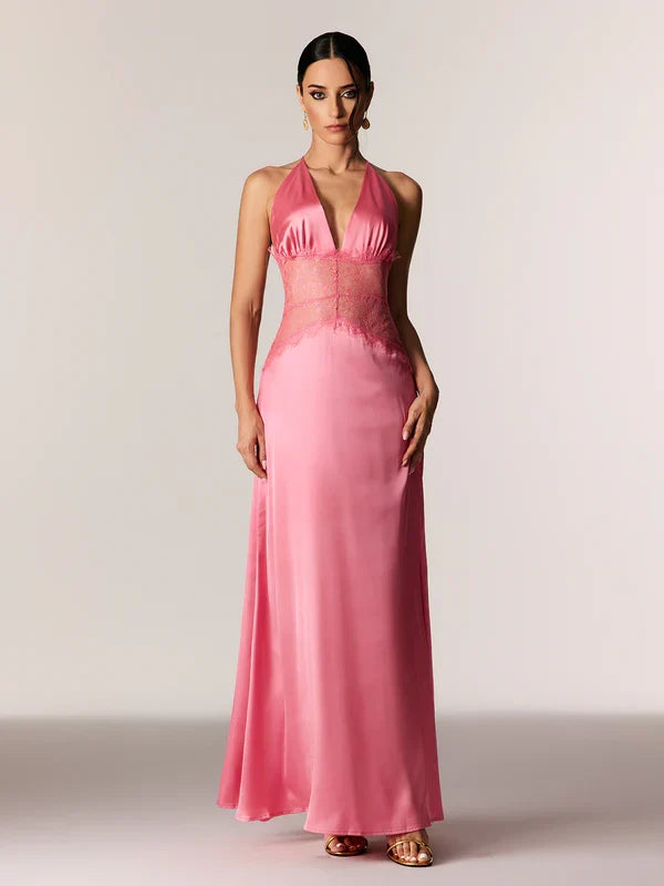 Selene | Women's Lace Plunge Backless Maxi Dress