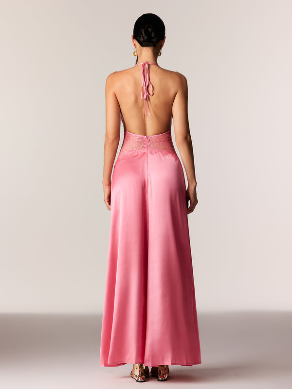 Selene | Women's Lace Plunge Backless Maxi Dress