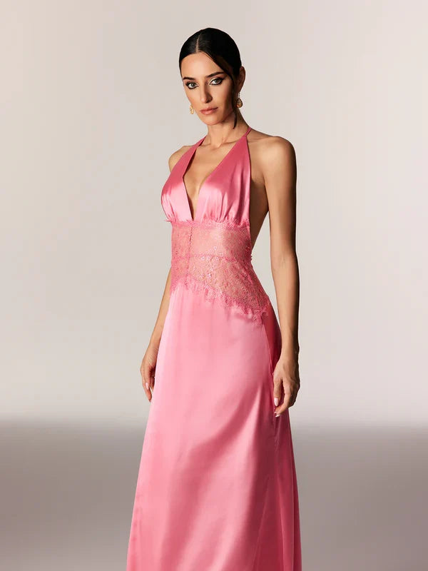 Selene | Women's Lace Plunge Backless Maxi Dress