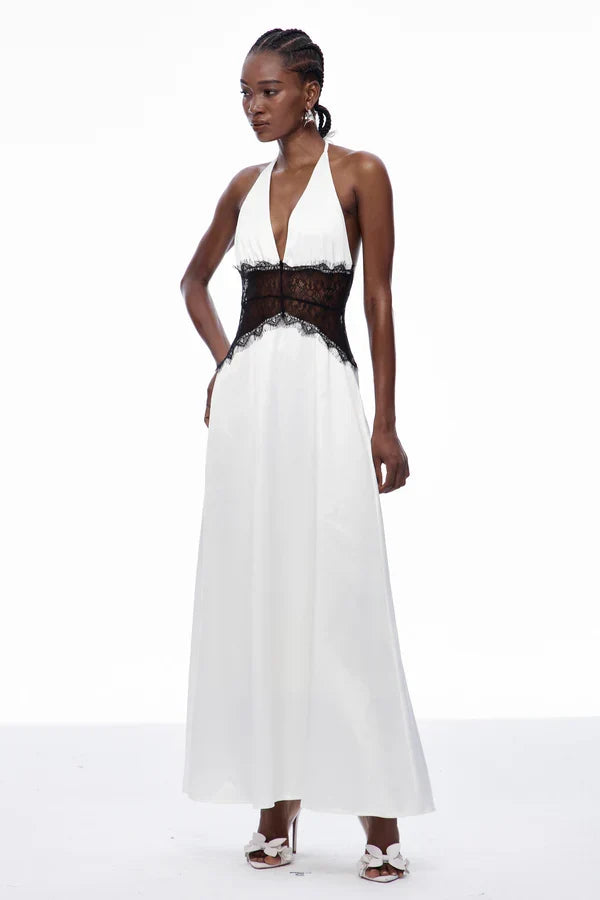 Selene | Women's Lace Plunge Backless Maxi Dress