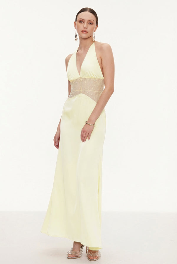Selene | Women's Lace Plunge Backless Maxi Dress
