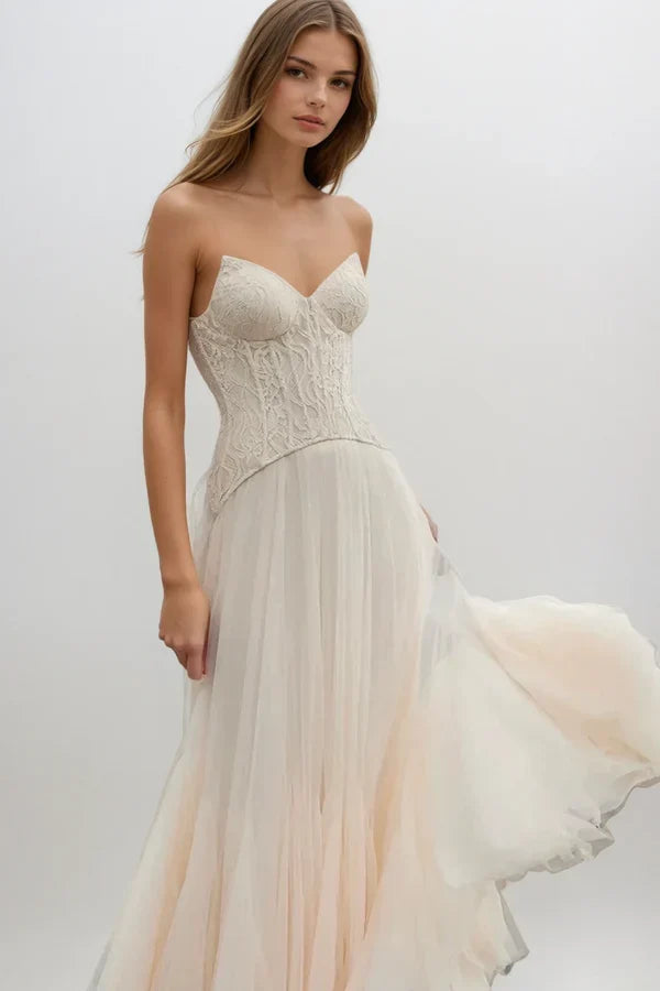 Tabitha | Women's Lace Corset Tulle Maxi Prom Dress