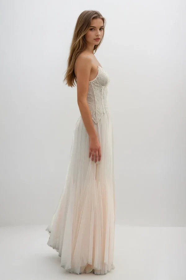 Tabitha | Women's Lace Corset Tulle Maxi Prom Dress