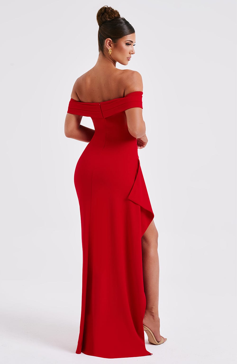 Zelda | Women's Ruched Bodice Side Draped Maxi Autumn Festive Party Dress