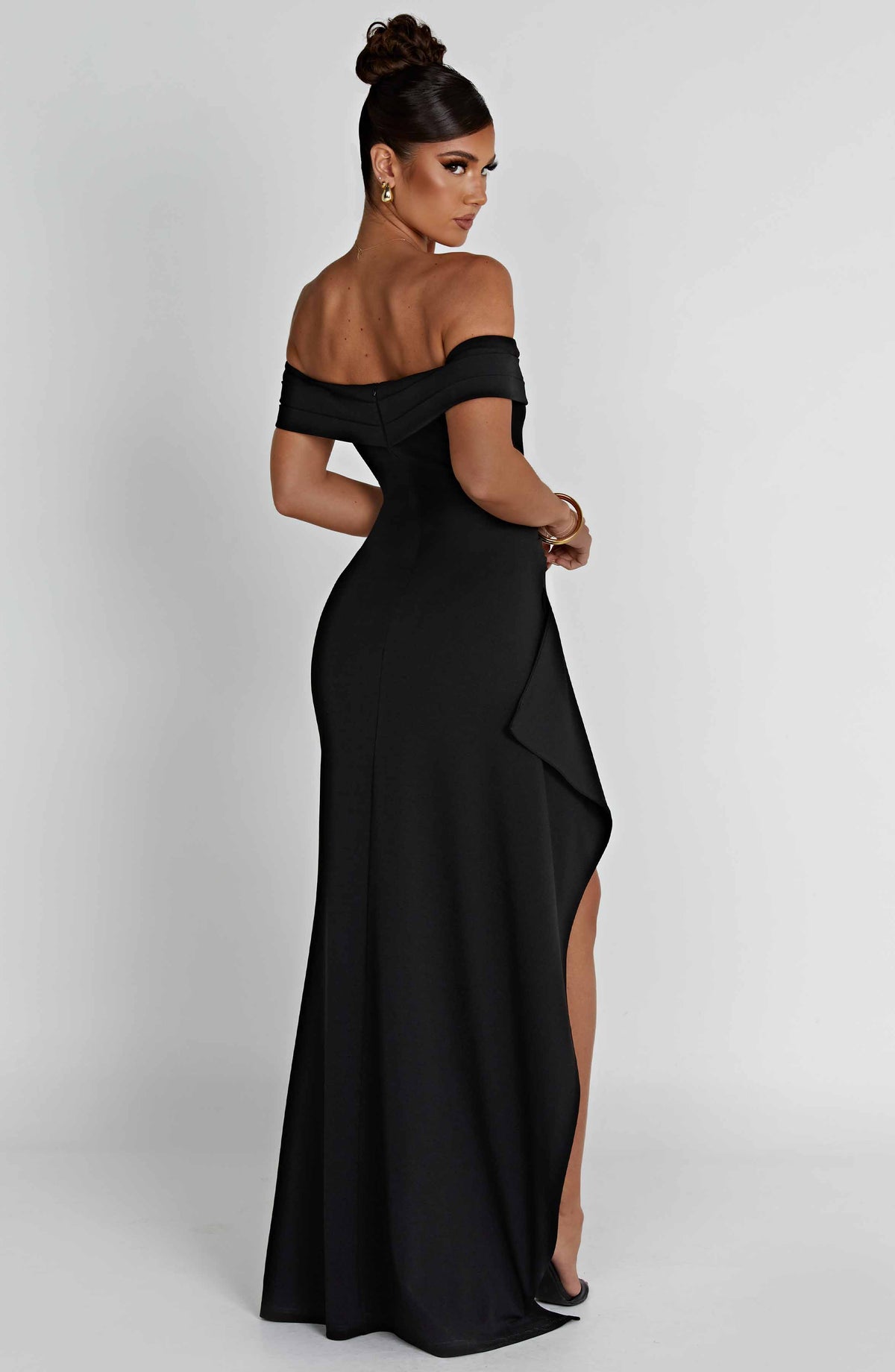 Zelda | Women's Ruched Bodice Side Draped Maxi Autumn Festive Party Dress