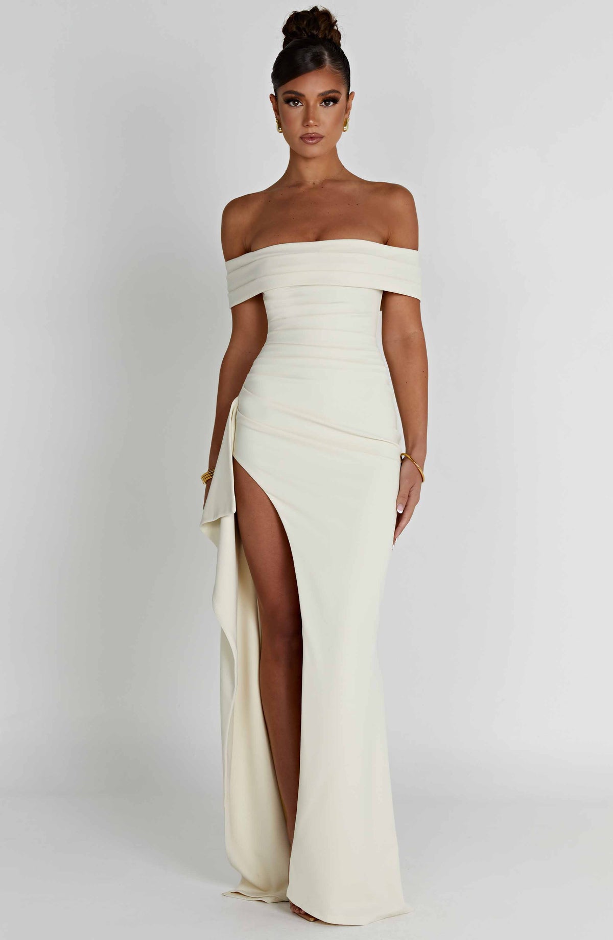 Zelda | Women's Ruched Bodice Side Draped Maxi Autumn Festive Party Dress