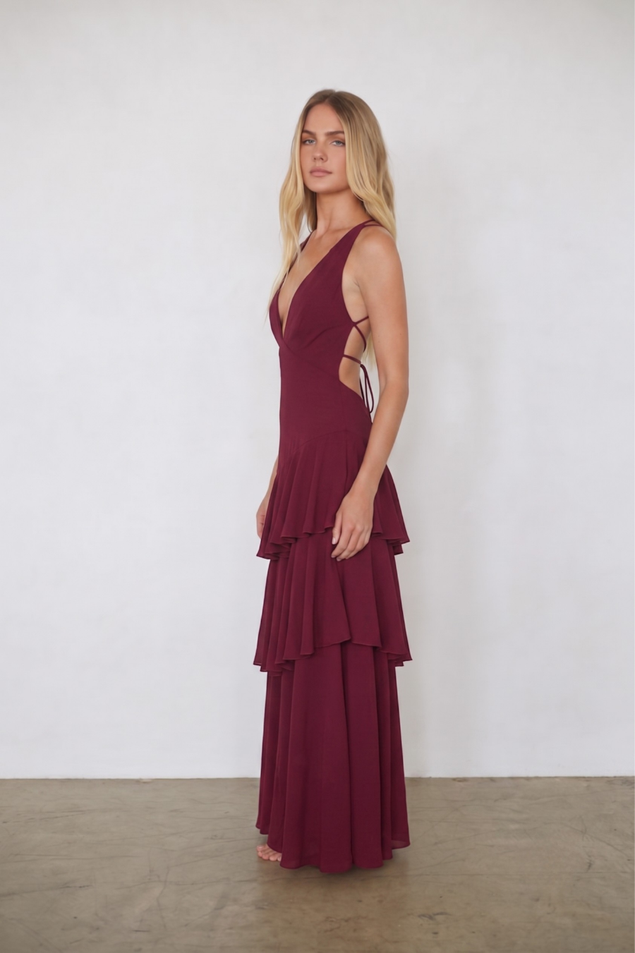 Cassidy Mesh Ruffle Maxi Dress