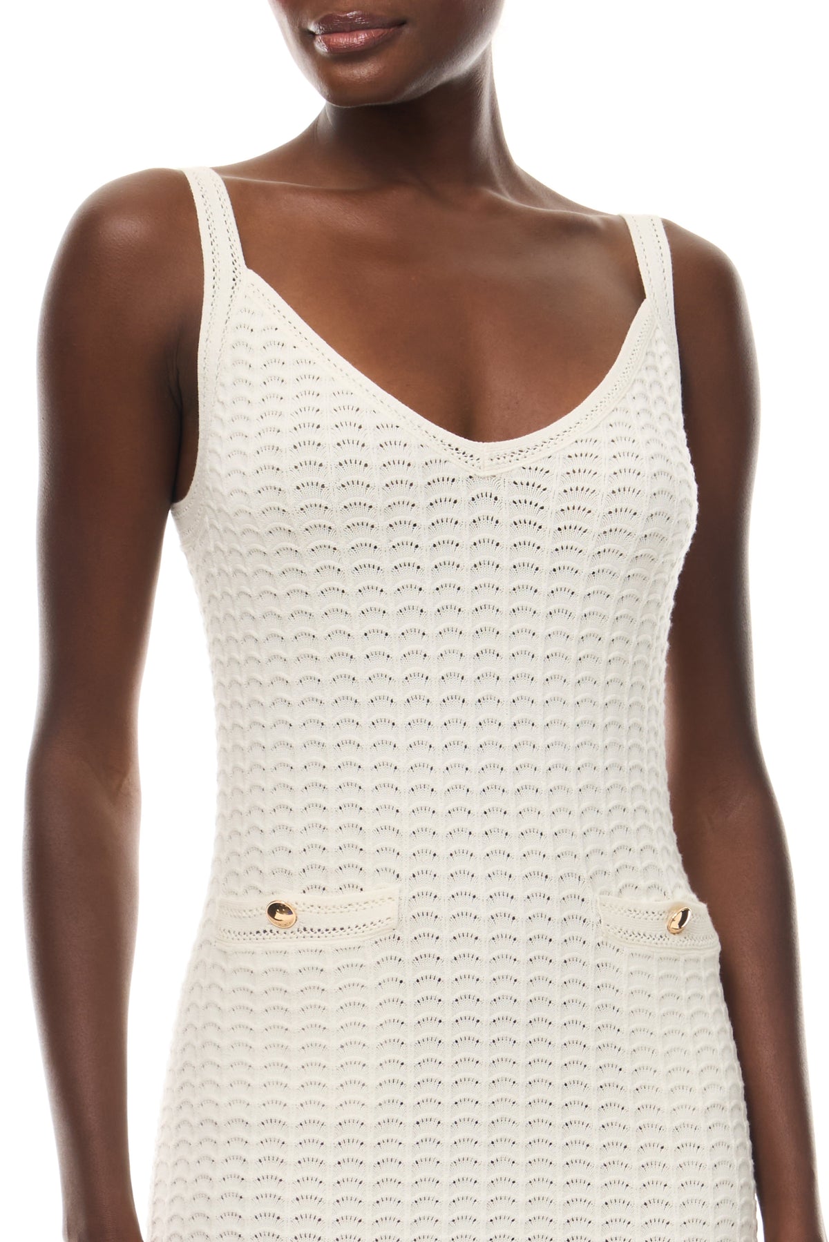 Ivory Lace-Stitch Knit Dress