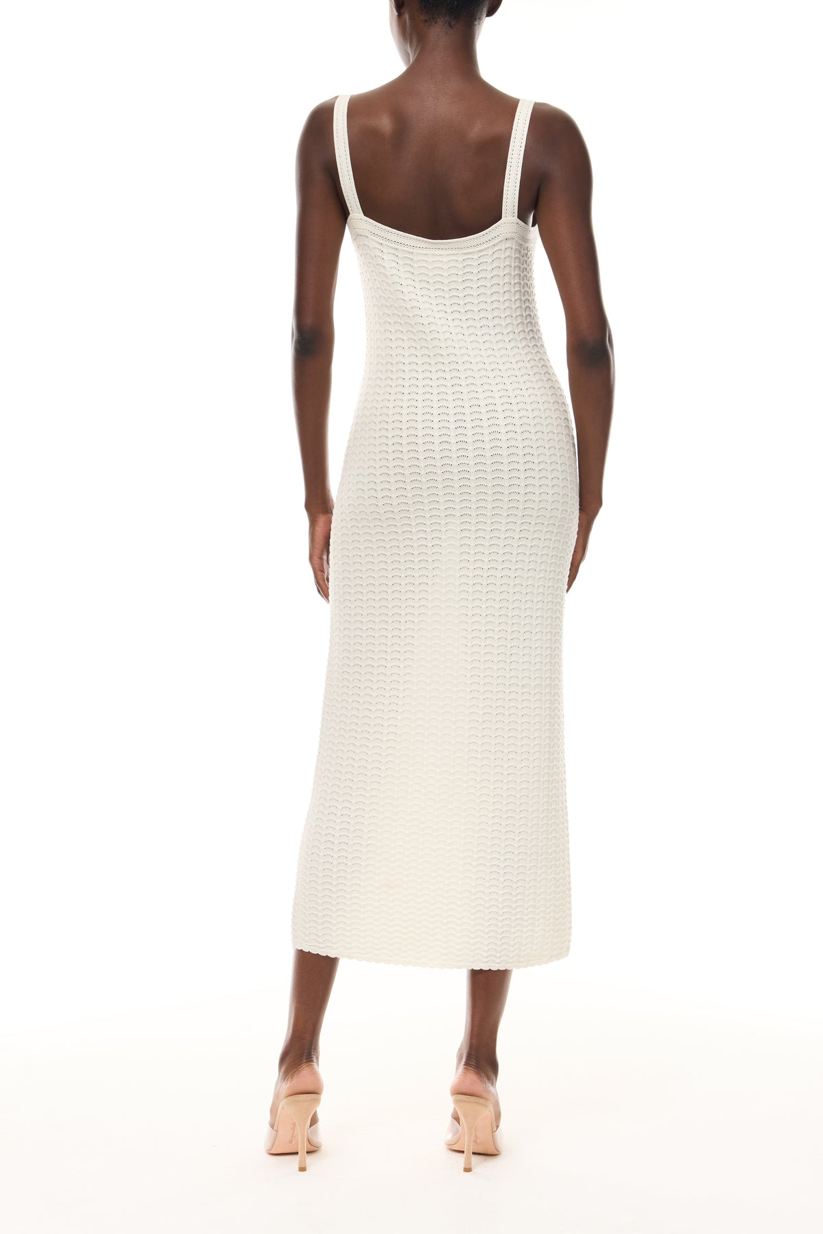Ivory Lace-Stitch Knit Dress