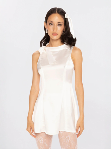 Lila Satin Mini Dress (White) (Final Sale)
