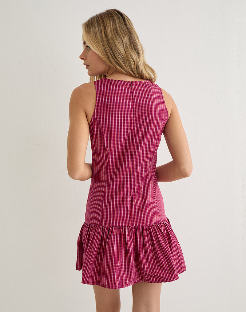 Maelah Dress in Raspberry Shadow Check